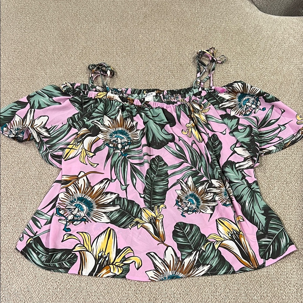 Floral Off-Shoulder Top - Pink and Green